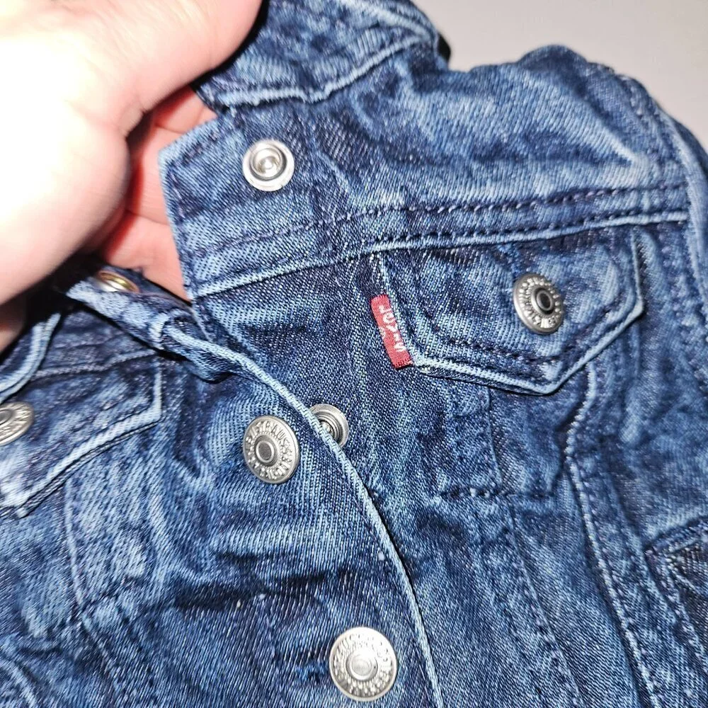 Levi Strauss Girls Toddler 2T Blue Jean Denim Jacket Snap Front (wash wear)